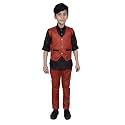 AHHAAAA Kids Cotton Blend Waistcoat Kurta and Pant Set for Boys 163