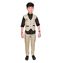 AHHAAAA Kids Cotton Blend Waistcoat Kurta and Pant Set for Boys 163