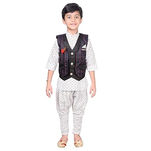 AHHAAAA Kids Ethnic Boys Waistcoat Kurta and