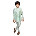 AHHAAAA Kids Ethnic Cotton Silk Blend Sequin Print Indo-Western Sherwani Set for Boys 496MF