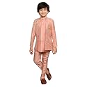 AHHAAAA Kids Ethnic Cotton Silk Blend Sequin Print Indo-Western Sherwani Set for Boys 496MF