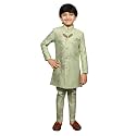 AHHAAAA Kids Ethnic Silk Blend Sequin Print Indo-Western Sherwani Set For Boys