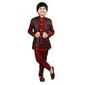 AHHAAAA Kids Ethnic Silk Blend Waistcoat Kurta Pyjama 3 Piece Sherwani Set For Boys |540|