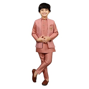 ahhaaaa kids ethnic silk indian bollywood style print indo-western sherwani set for boys 521mf