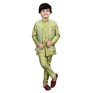 ahhaaaa kids ethnic silk indian bollywood style print indo-western sherwani set for boys 521mf
