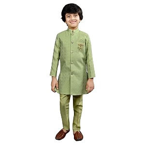 ahhaaaa silk blend kids ethnic indo western sherwani and pant set for boys 529