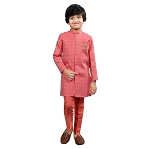 ahhaaaa silk blend kids ethnic indo western sherwani and pant set for boys 529