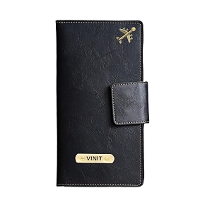 ahimsa leather personalized classy leather 2pcs travel wallet for men39s amp women39s  customized unisex travel wallet with name amp charm black
