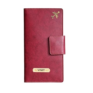 ahimsa leather personalized classy leather 2pcs travel wallet for men39s amp women39s  customized unisex travel wallet with name amp charmwine