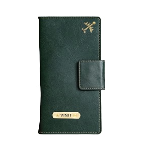 ahimsa leather personalized classy leather 2pcs travel wallet for men39s amp women39s  customized unisex travel wallet with name amp charm green