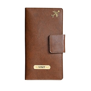 ahimsa leather personalized classy leather 2pcs travel wallet for men39s amp women39s  customized unisex travel wallet with name amp charm brown