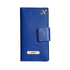 ahimsa leather personalized classy leather 2pcs travel wallet for men39s amp women39s  customized unisex travel wallet with name amp charm blue