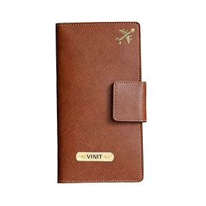 ahimsa leather personalized classy leather 2pcs travel wallet for men39s amp women39s  customized unisex travel wallet with name amp charmtan