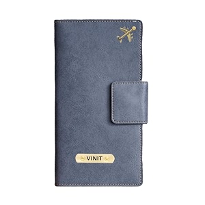 ahimsa leather personalized classy leather 2pcs travel wallet for men39s amp women39s  customized unisex travel wallet with name amp charm grey