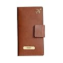 Ahimsa Leather Personalized Classy Leather 2pcs Travel Wallet for Men's &amp; Women's | Customized Unisex Travel Wallet with Name &amp; Charm(Tan)