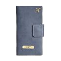 Ahimsa Leather Personalized Classy Leather 2pcs Travel Wallet for Men's &amp; Women's | Customized Unisex Travel Wallet with Name &amp; Charm (Grey)