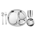 Ahimsa Stainless Steel Kids Dinnerware Set, Classic Stainless, 5-Piece Set