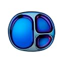 Ahimsa Stainless Steel Kids Divided Plate, Iridescent Blue, 1 Plate
