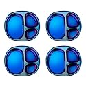 Ahimsa Stainless Steel Kids Divided Plates, Iridescent Blue, 4 Plates
