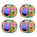 Ahimsa Stainless Steel Kids Divided Plates, Rainbow, 4 Plates