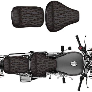 pure biking seat cover brown diamond stitched with tail compatible with classic 350500cc 2012-2020 models