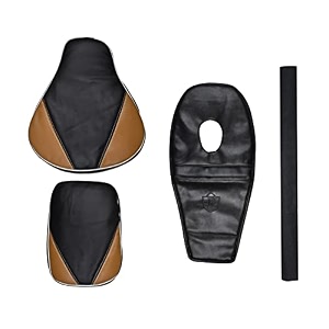pure biking black amp tan seat cover with tank cover rear foam combo set of 4 compatible with classic 350500cc 2012-2020 models