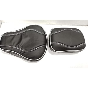 pure biking stylish seat cover black with white lining compatible wtih re classic 350cc2012-2020 models