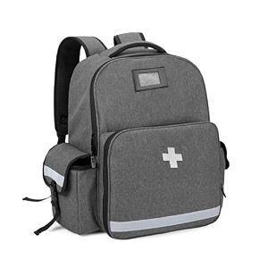 ahm emergency medical backpack empty first responder emt bag for ems camping hiking home health field trips - red bag only