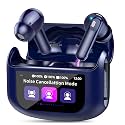 AI Translation Earbuds Real Time,164 Language/7 Translation Modes Translator Earbuds with Audio and Video Calls,No Subscription,5 EQ Modes Touch Screen Translator Headphones,48H AI Ear Buds, Dark Blue