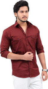 aia men regular fit solid spread collar casual shirt