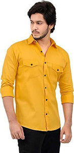 aia men regular fit solid casual shirt