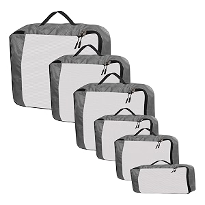 packing cubes for travel organizer clothes laundry compression suitcase luggage storage travelling pouches bags organiser polyester set of 61l2m2s1slim grey