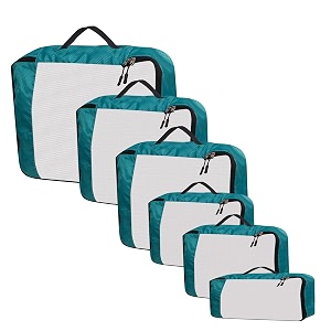 packing cubes for travel organizer clothes laundry compression suitcase luggage storage travelling pouches bags organiser polyester set of 61l2m2s1slim airport blue