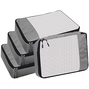 packing cubes for travel organizer clothes laundry compression suitcase luggage storage travelling pouches bags organiser polyester large-pack of 4 grey