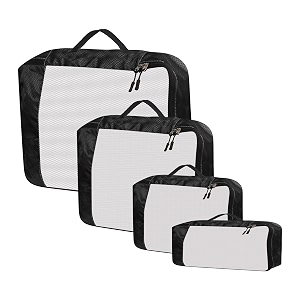 packing cubes for travel organizer clothes laundry compression suitcase luggage storage travelling pouches bags organiser polyester set of 41l1m1s1slim black