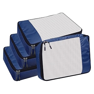 packing cubes for travel organizer clothes laundry compression suitcase luggage storage travelling pouches bags organiser polyester medium-pack of 4 navy blue