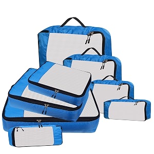 packing cubes for travel organizer clothes laundry compression suitcase luggage storage travelling pouches bags organiser polyester set of 82l2m2s2slim sky blue