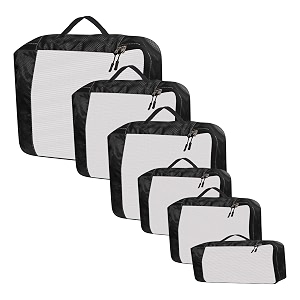 packing cubes for travel organizer clothes laundry compression suitcase luggage storage travelling pouches bags organiser polyester set of 61l2m2s1slim black
