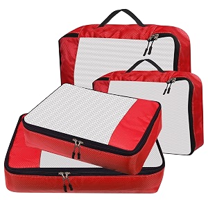 packing cubes for travel organizer clothes laundry compression suitcase luggage storage travelling pouches bags organiser polyester set of 42l2m red