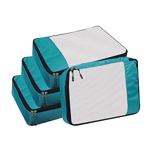 packing cubes for travel organizer clothes laundry compression suitcase luggage storage travelling pouches bags organiser polyester medium-pack of 4 airport blue