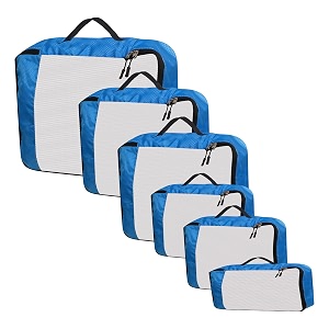 packing cubes for travel organizer clothes laundry compression suitcase luggage storage travelling pouches bags organiser polyester set of 61l2m2s1slim sky blue