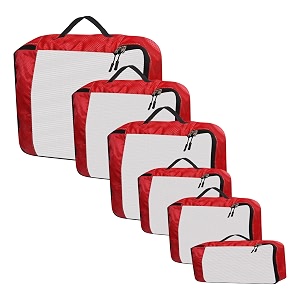 packing cubes for travel organizer clothes laundry compression suitcase luggage storage travelling pouches bags organiser polyester set of 61l2m2s1slim red
