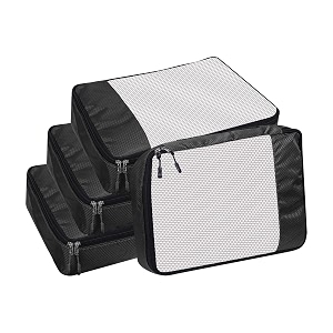 packing cubes for travel organizer clothes laundry compression suitcase luggage storage travelling pouches bags organiser polyester medium-pack of 4 black