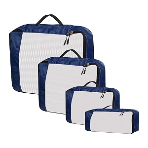 packing cubes for travel organizer clothes laundry compression suitcase luggage storage travelling pouches bags organiser polyester set of 41l1m1s1slim navy blue