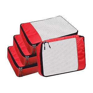 packing cubes for travel organizer clothes laundry compression suitcase luggage storage travelling pouches bags organiser polyester medium-pack of 4 red