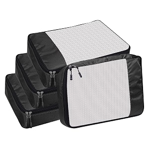 packing cubes for travel organizer clothes laundry compression suitcase luggage storage travelling pouches bags organiser polyester large-pack of 4 black