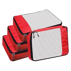 packing cubes for travel organizer clothes laundry compression suitcase luggage storage travelling pouches bags organiser polyester large-pack of 4 red