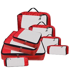 packing cubes for travel organizer clothes laundry compression suitcase luggage storage travelling pouches bags organiser polyester set of 82l2m2s2slim red