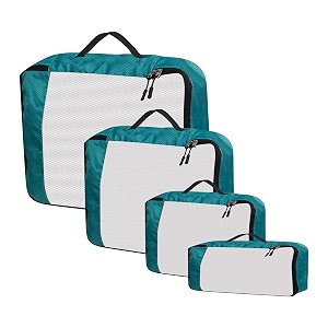 packing cubes for travel organizer clothes laundry compression suitcase luggage storage travelling pouches bags organiser polyester set of 41l1m1s1slim airport blue