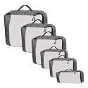 Packing Cubes For Travel Organizer Clothes Laundry Compression Suitcase Luggage Storage Travelling Pouches Bags Organiser, Polyester (SET OF 6(1L+2M+2S+1SLIM), Grey)